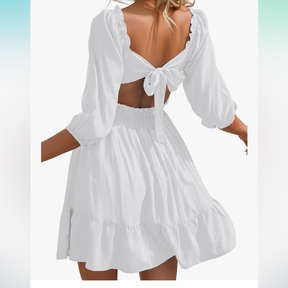 White quarter sleeve dress